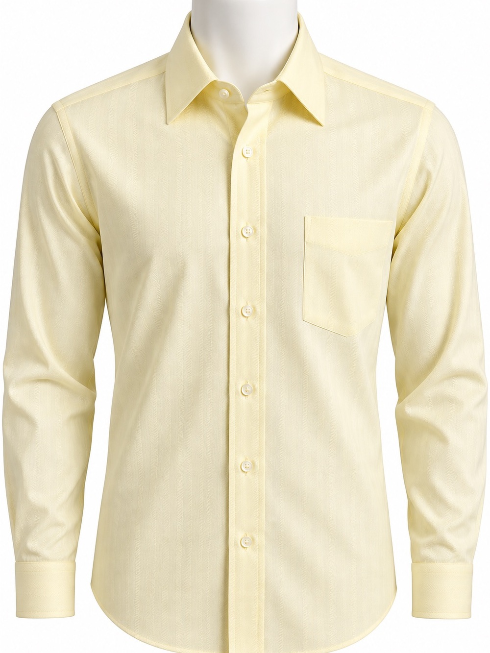 Men's Long-Sleeve Dress Shirt in Pale Yellow